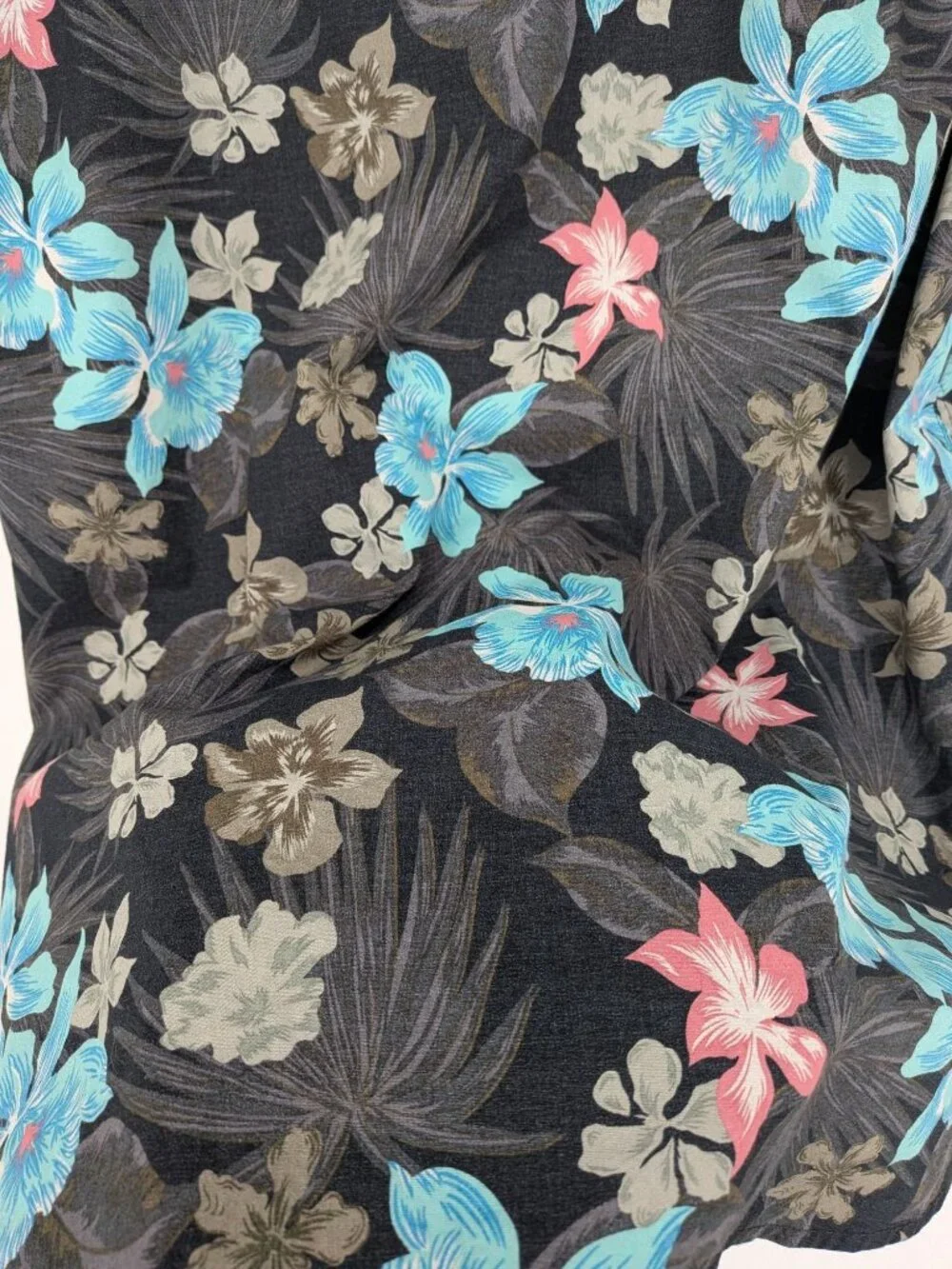 Hurley Floral Hawaiian Button Up Shirt Tropical Stretch Skater Surf Y2K‎ Large